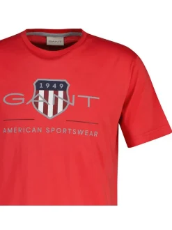 Gant Herren T-Shirt in rot - Ausschnitt: Rundhals