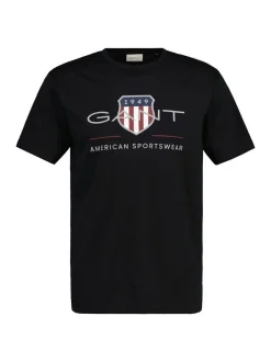 Gant Herren T-Shirt in schwarz - Ausschnitt: Rundhals