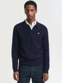 Gant Herren Wollpullover in marine - Ärmel: langarm