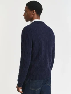 Gant Herren Wollpullover in marine - Ärmel: langarm