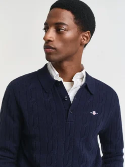 Gant Herren Wollpullover in marine - Ärmel: langarm