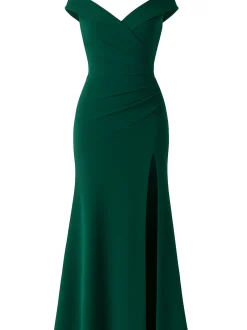 Goddiva Damen Maxi-Kleid in grün - Ausschnitt: Carmen