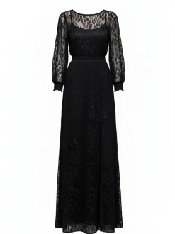 Goddiva Damen Maxikleid in schwarz - Länge: lang