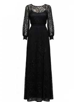 Goddiva Damen Maxikleid in schwarz - Länge: lang