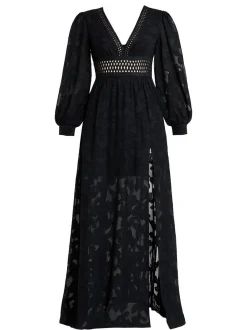 Goddiva Damen Maxi-Kleid in schwarz - Länge: lang
