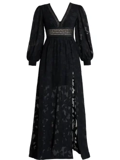 Goddiva Damen Maxi-Kleid in schwarz - Länge: lang