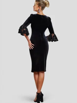 Goddiva Damen Midikleid in schwarz - Länge: midi