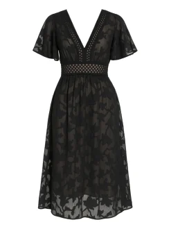Goddiva Damen Midi Kleid in schwarz - Länge: midi