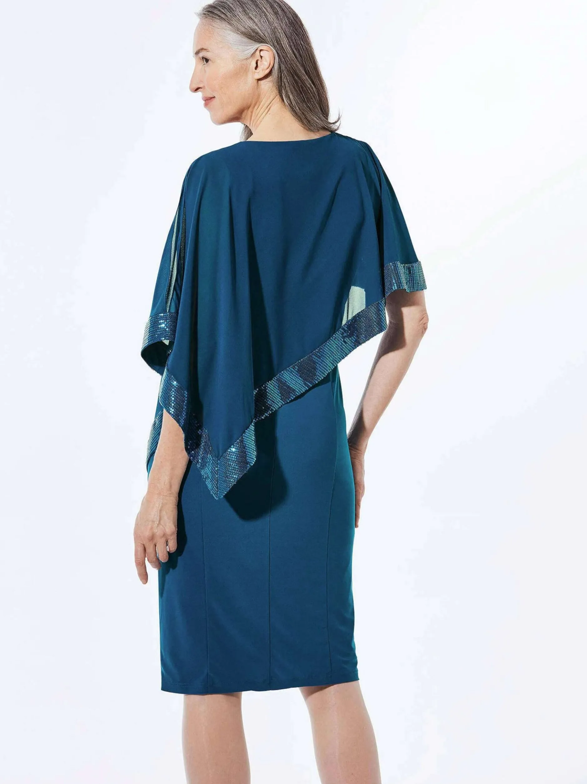 Goldner Damen Abendkleid - Kurzgröße in petrol