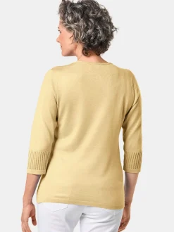 Goldner Damen 3/4-Arm-Pullover in gelb - Ärmel: 3/4 Arm