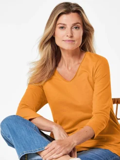Goldner Damen 3/4-Arm-Shirts in gelb - Ärmel: 3/4 Arm