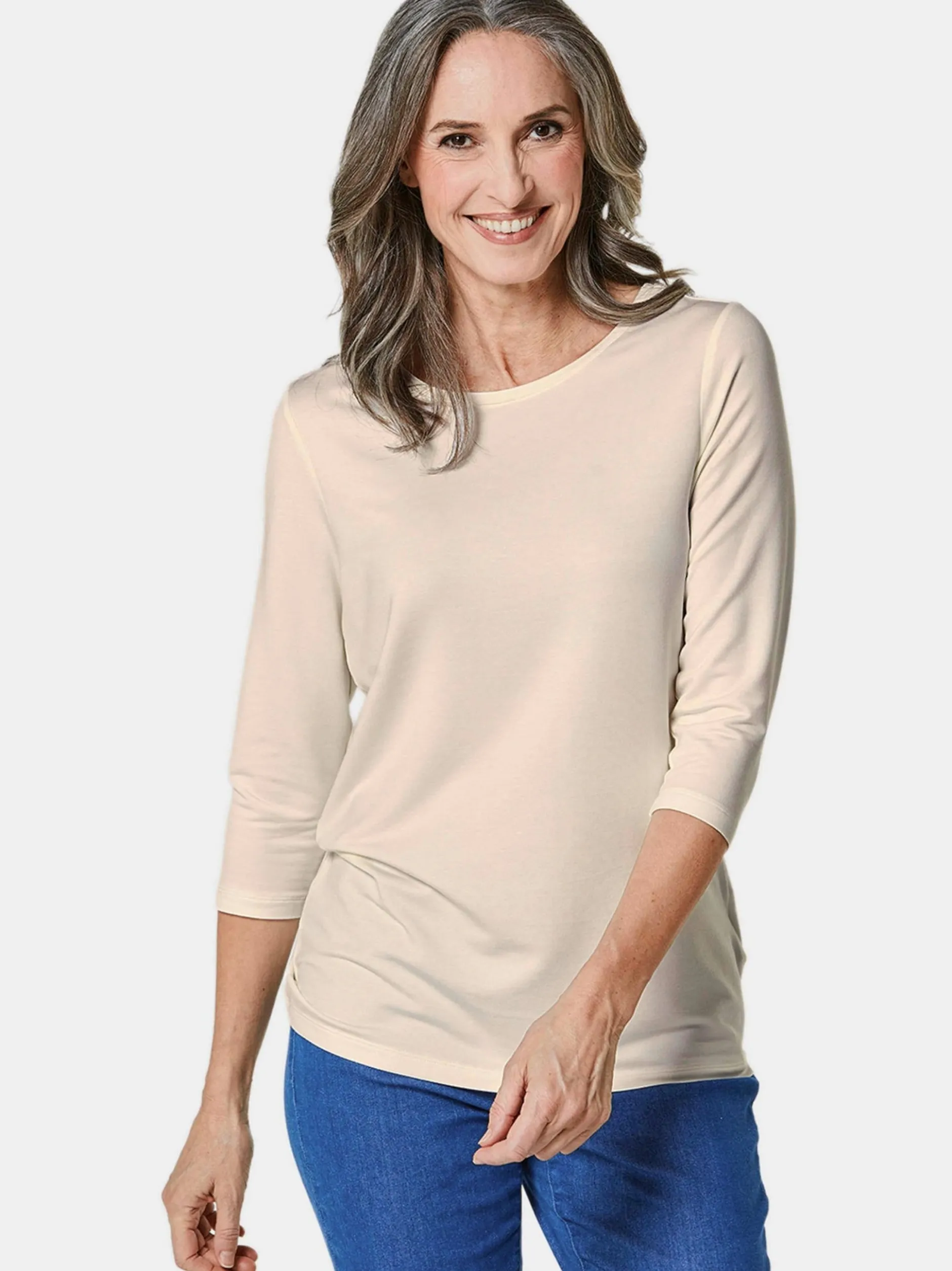 Goldner Damen 3/4-Arm-Shirts in weiß - Ärmel: 3/4 Arm
