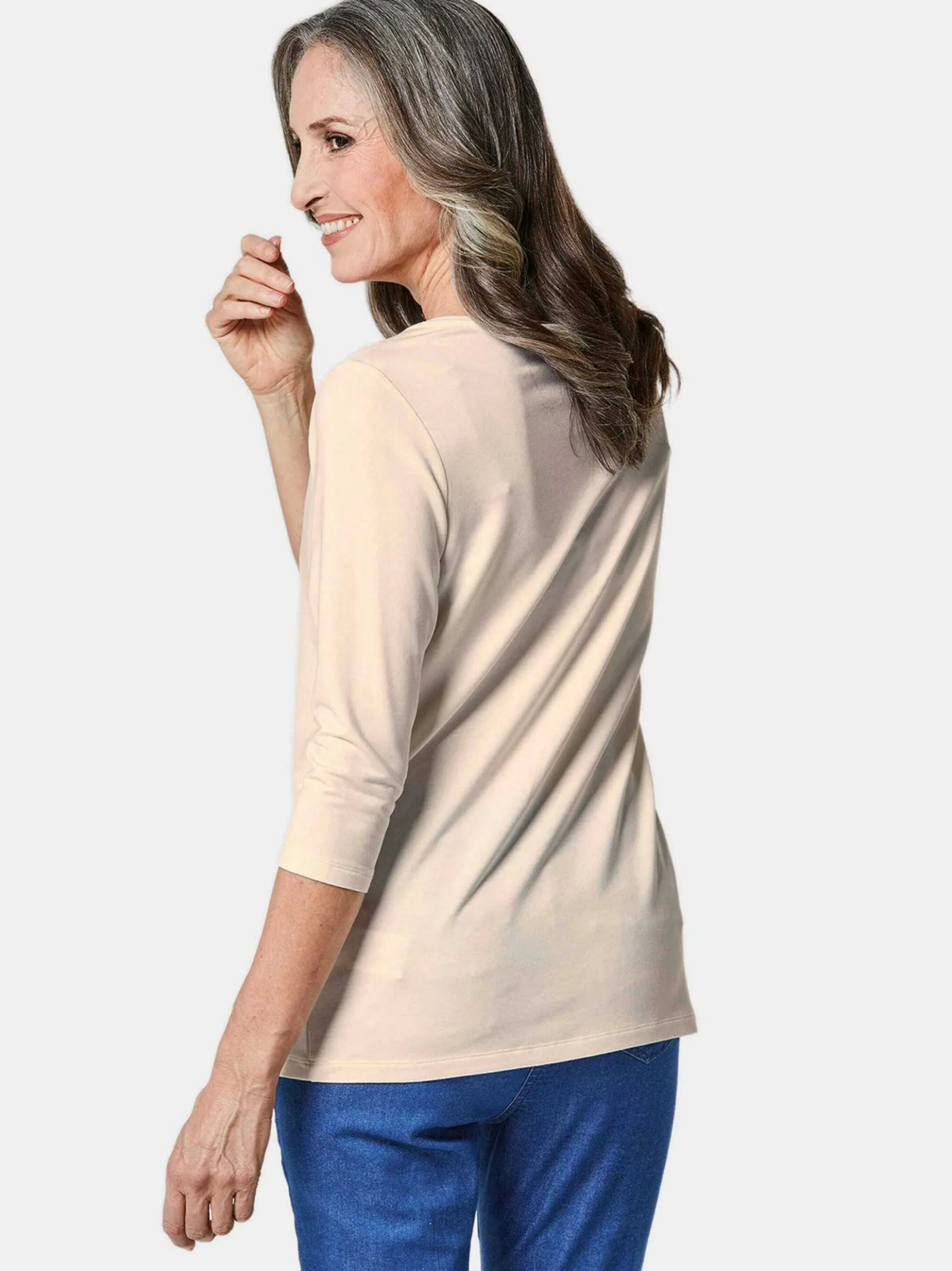 Goldner Damen 3/4-Arm-Shirts in weiß - Ärmel: 3/4 Arm