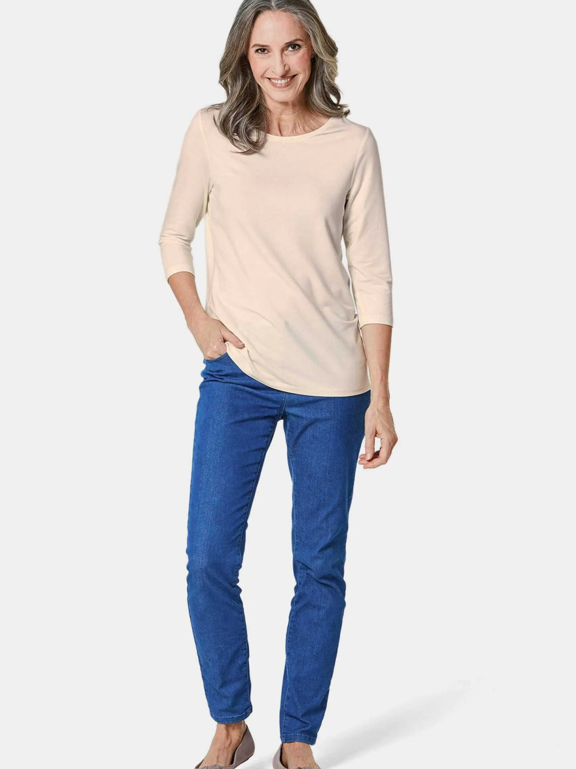 Goldner Damen 3/4-Arm-Shirts in weiß - Ärmel: 3/4 Arm