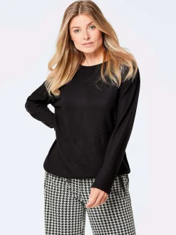 Goldner Damen Basic Shirts in schwarz - Ärmel: langarm