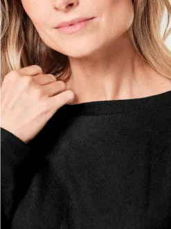 Goldner Damen Basic Shirts in schwarz - Ärmel: langarm