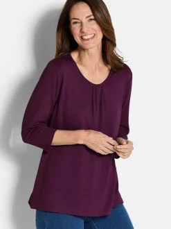 Goldner Damen Basic Shirts in bordeaux - Ärmel: 3/4 Arm