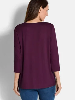Goldner Damen Basic Shirts in bordeaux - Ärmel: 3/4 Arm