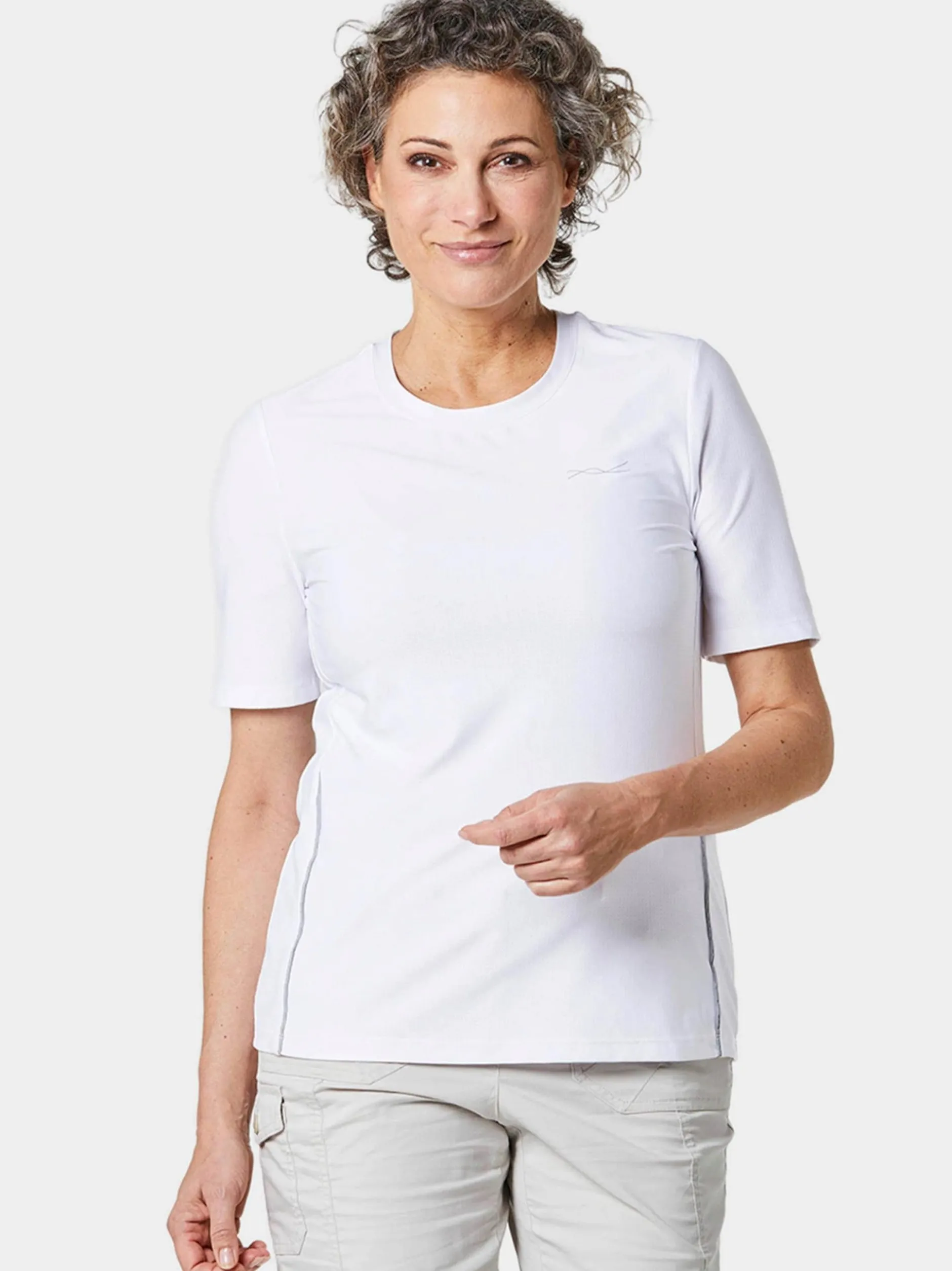 Goldner Damen Basic Shirts in weiß - Ärmel: Halbarm