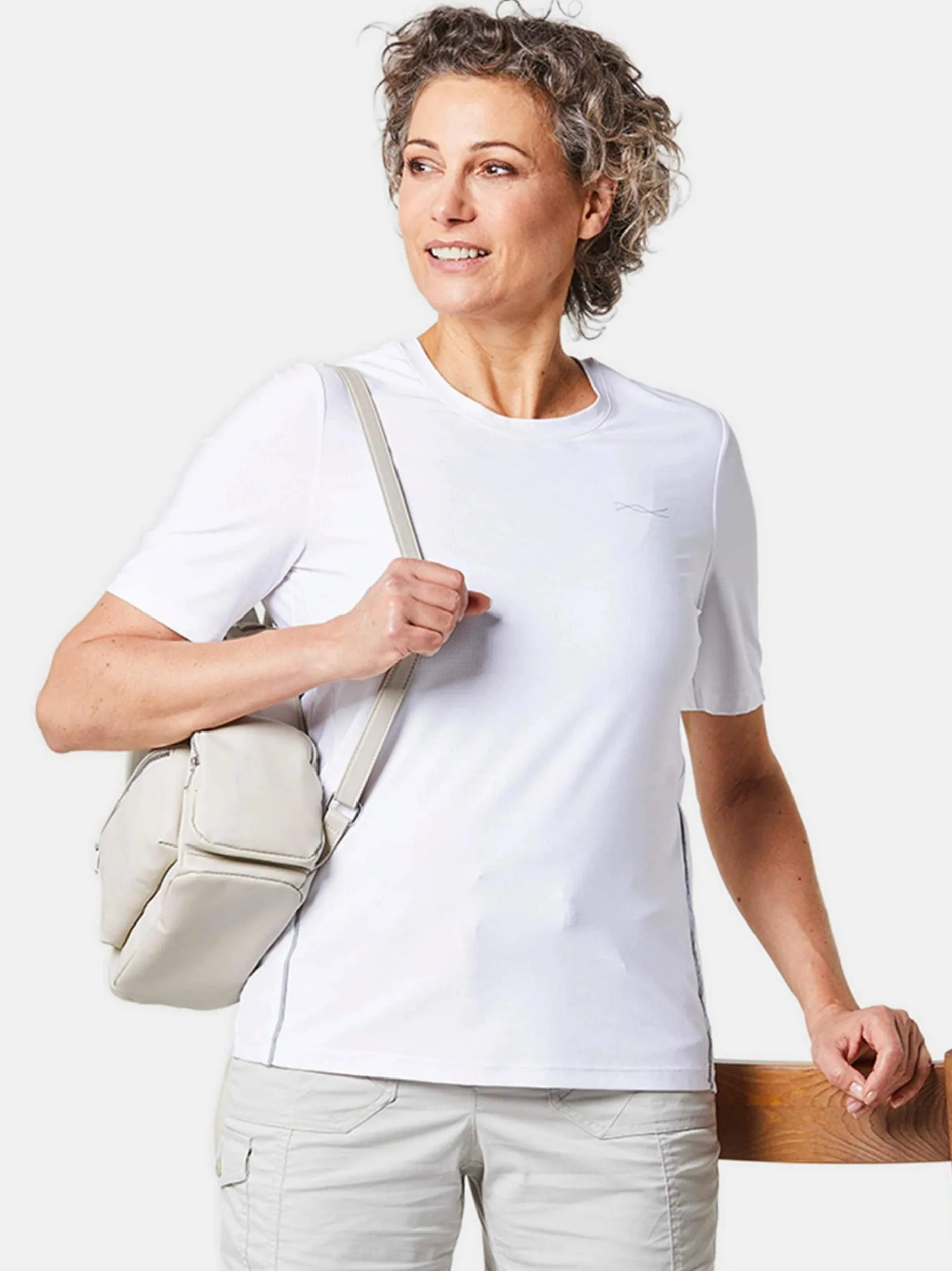 Goldner Damen Basic Shirts in weiß - Ärmel: Halbarm