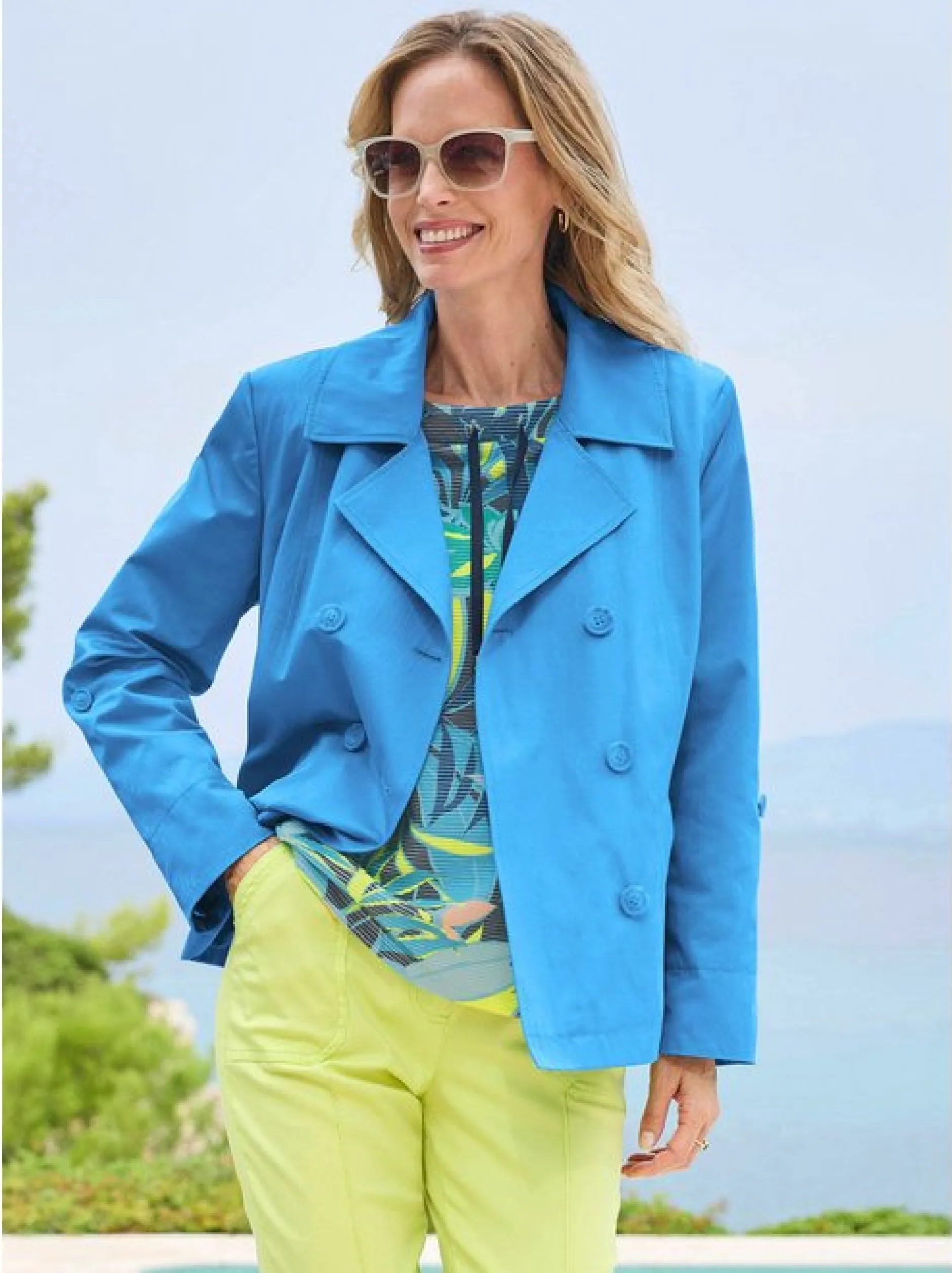 Goldner Damen Blazer - Kurzgröße in blau