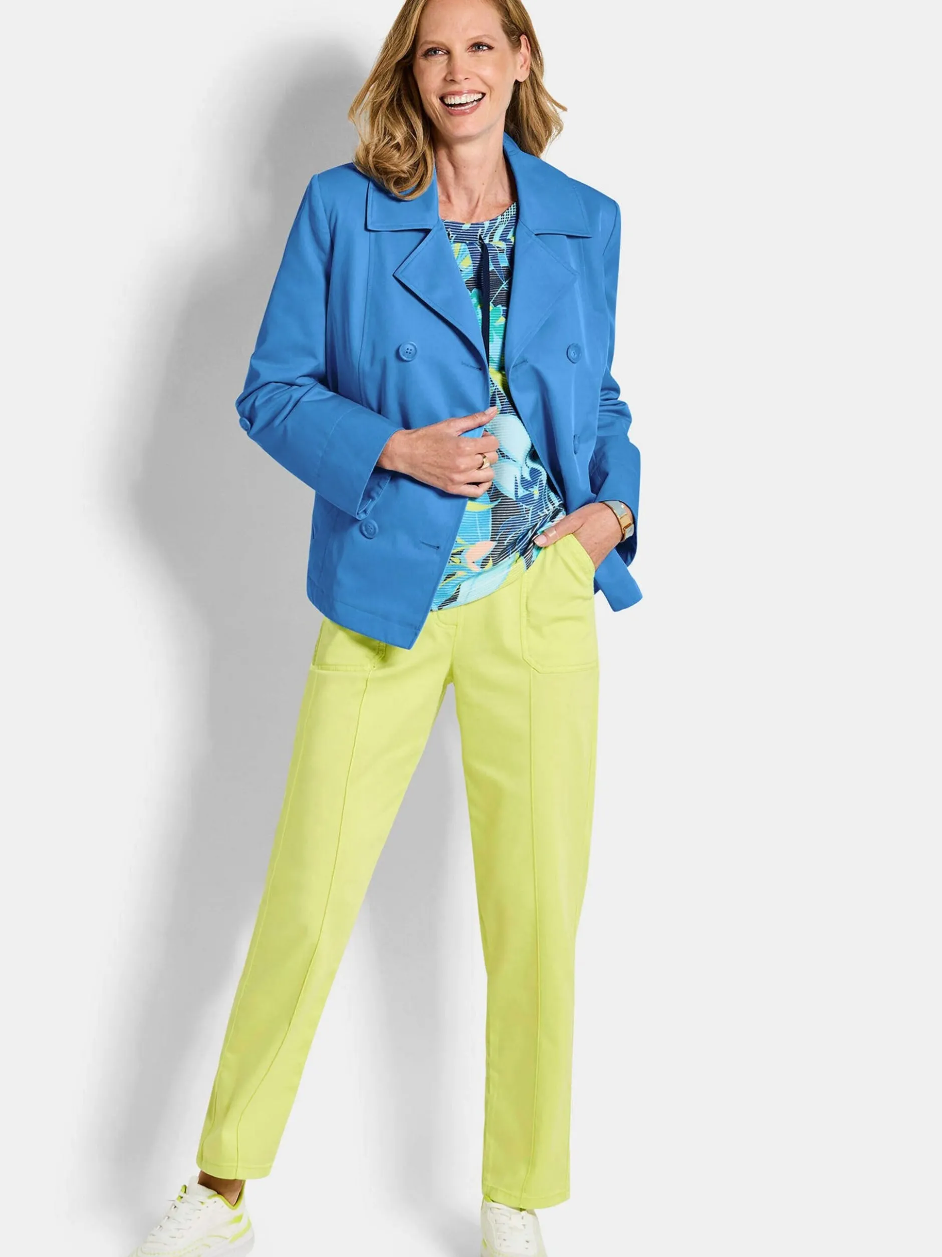 Goldner Damen Blazer - Kurzgröße in blau