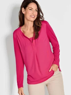 Goldner Damen Bluse in pink - Ausschnitt: Schalkragen