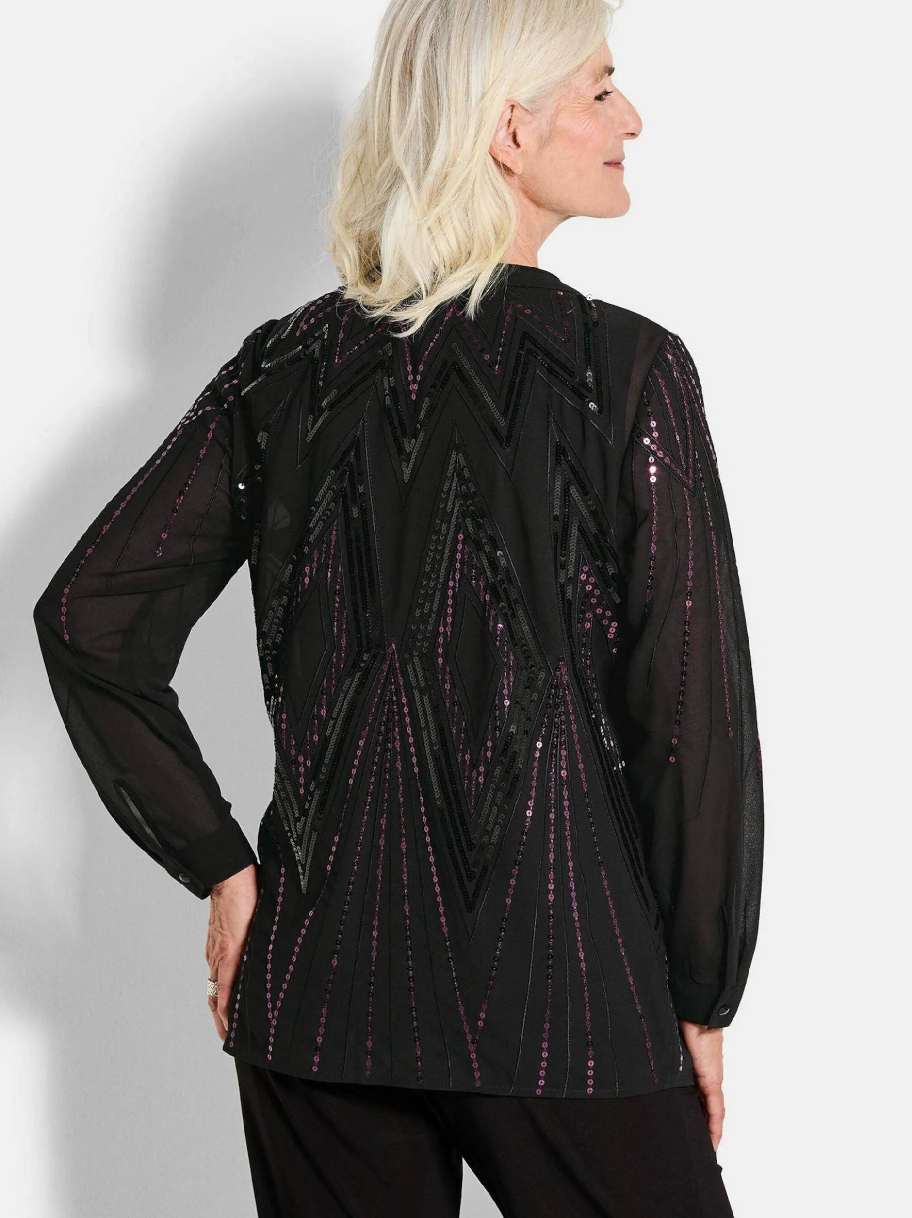 Goldner Damen Bluse - Kurzgröße in schwarz