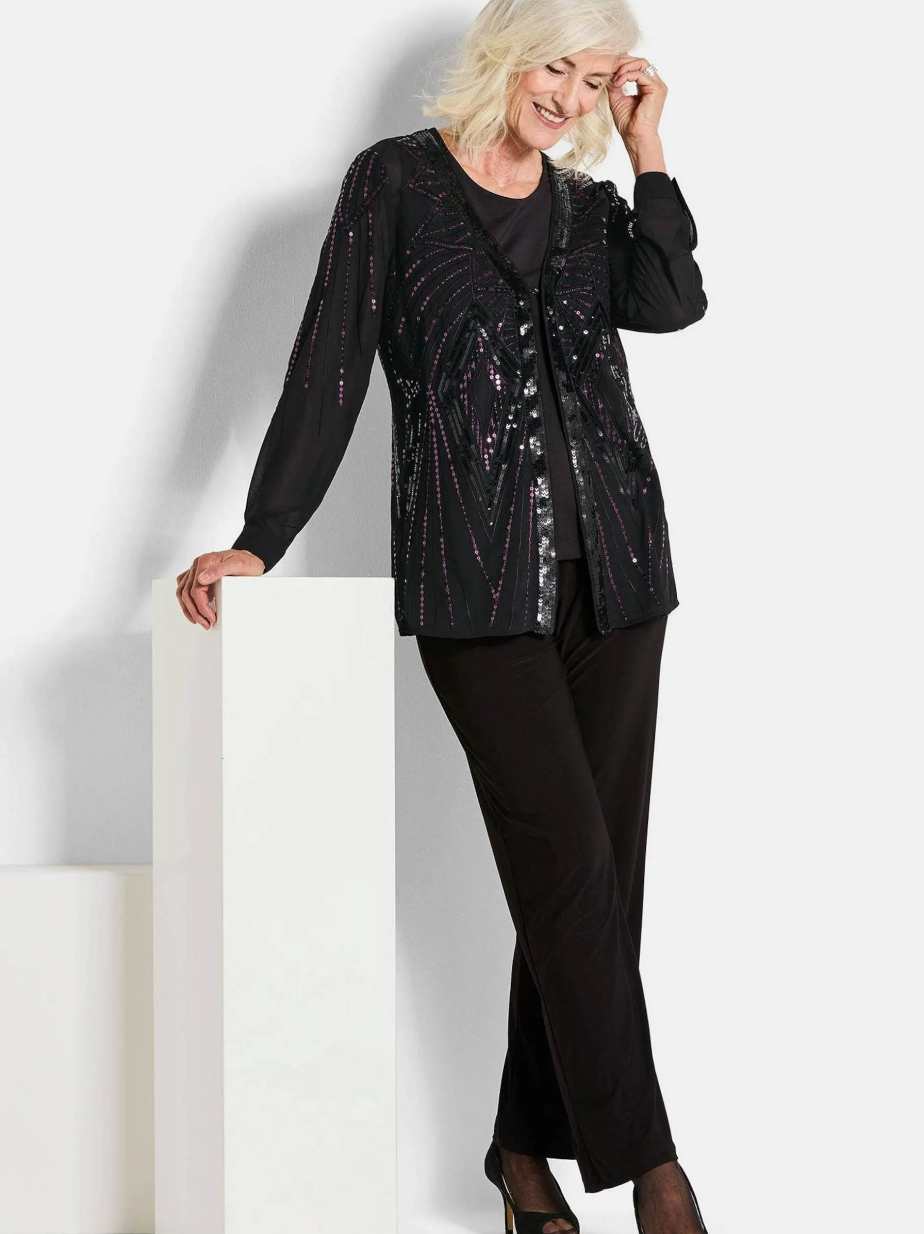 Goldner Damen Bluse - Kurzgröße in schwarz