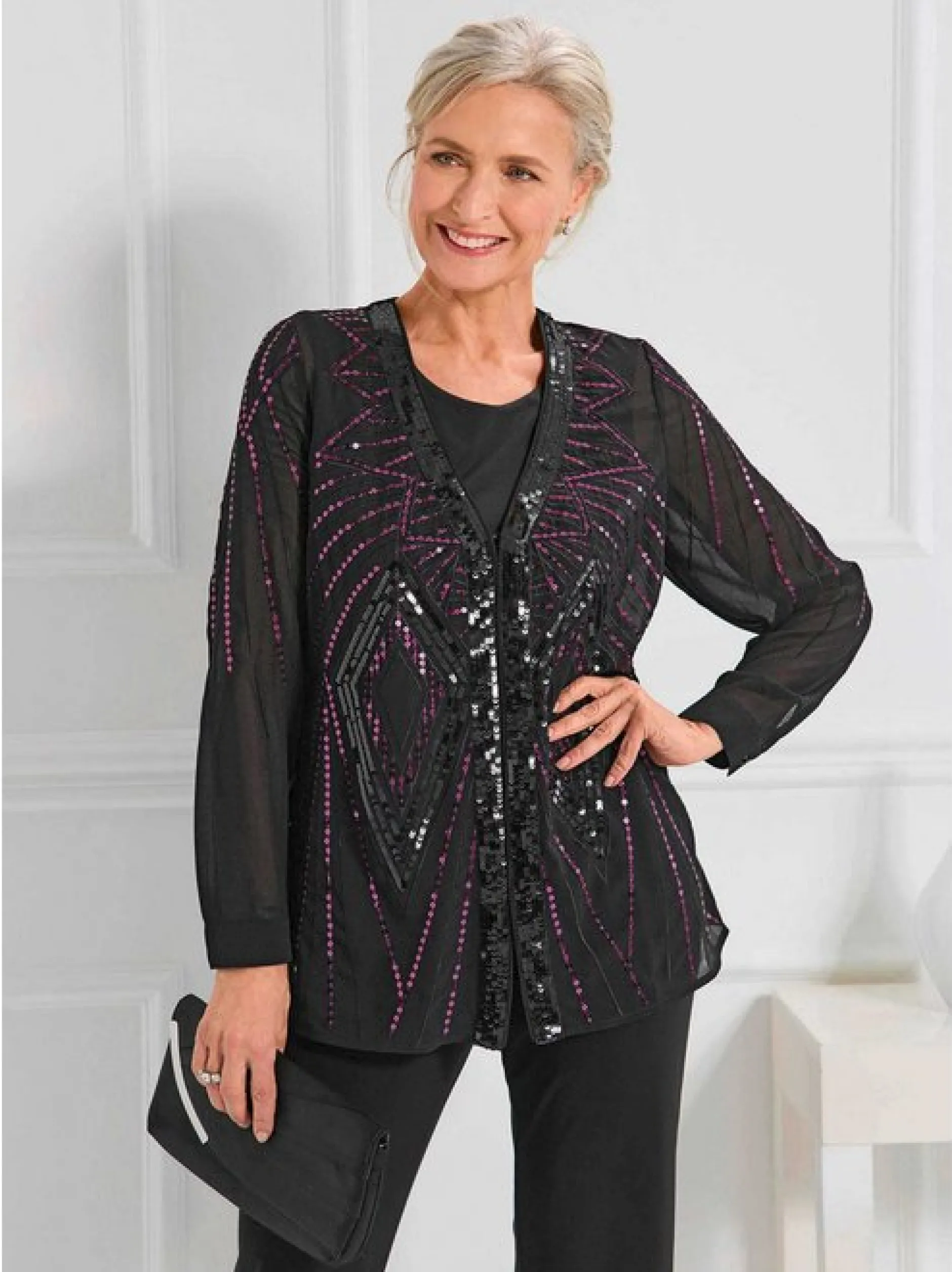Goldner Damen Bluse - Kurzgröße in schwarz