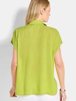 Goldner Damen Blusen in grün - Ärmel: ohne Arm
