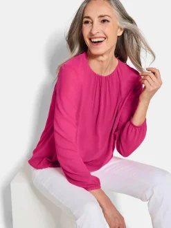 Goldner Damen Blusen in pink - Ausschnitt: Rundhals