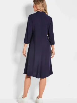 Goldner Damen Blusenkleider - Kurzgröße in marine