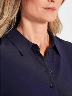 Goldner Damen Blusenkleider - Kurzgröße in marine