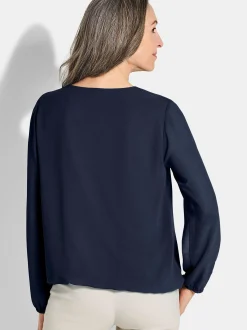 Goldner Damen Blusen - Kurzgröße in marine