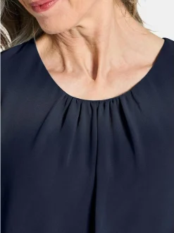 Goldner Damen Blusen - Kurzgröße in marine