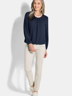 Goldner Damen Blusen - Kurzgröße in marine