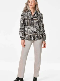 Goldner Damen Blusen - Kurzgröße in schwarz mehrfarbig