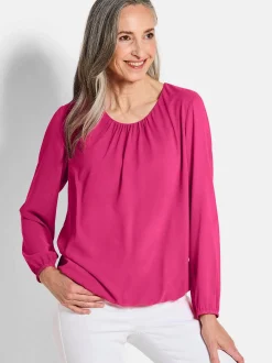Goldner Damen Blusen - Kurzgröße in pink