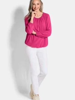 Goldner Damen Blusen - Kurzgröße in pink