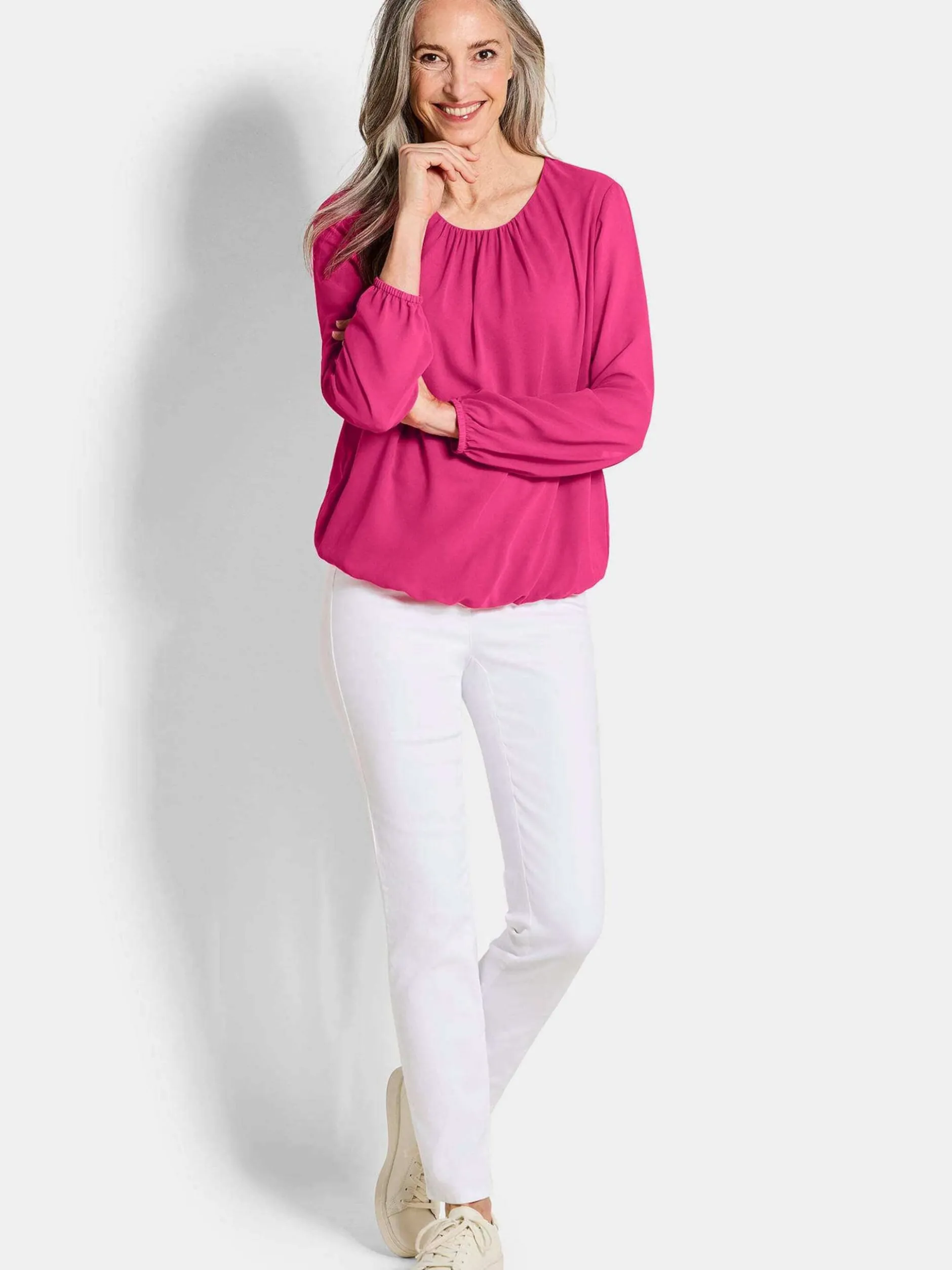 Goldner Damen Blusen - Kurzgröße in pink