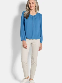 Goldner Damen Blusen - Kurzgröße in blau
