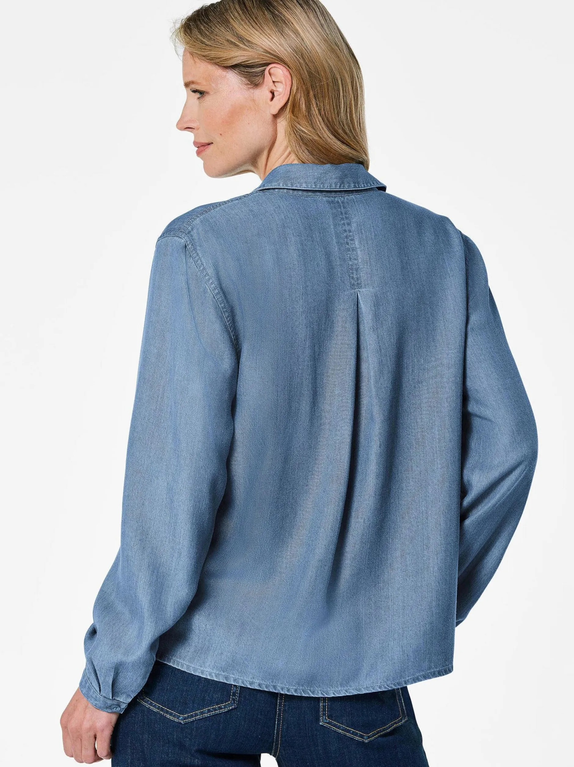 Goldner Damen Blusen - Kurzgröße in blau