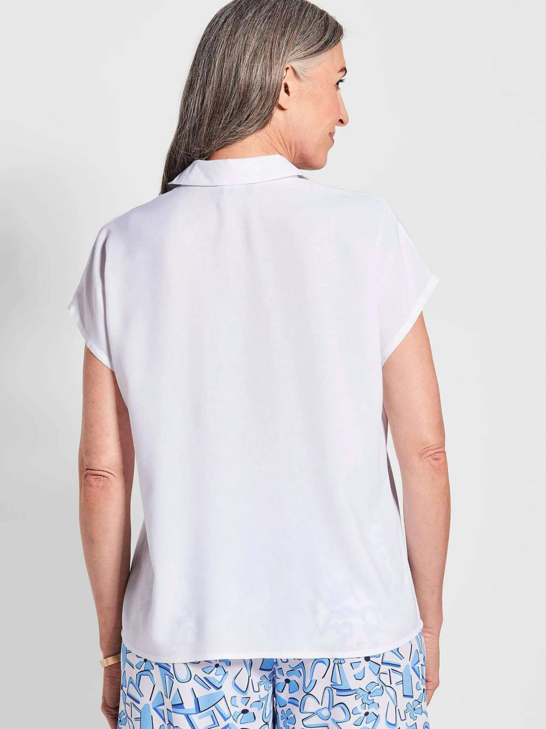 Goldner Damen Blusen - Kurzgröße in weiß