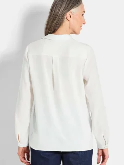 Goldner Damen Blusen - Kurzgröße in weiß