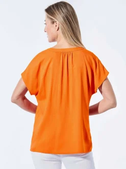 Goldner Damen Blusenshirt in orange - Ärmel: ohne Arm