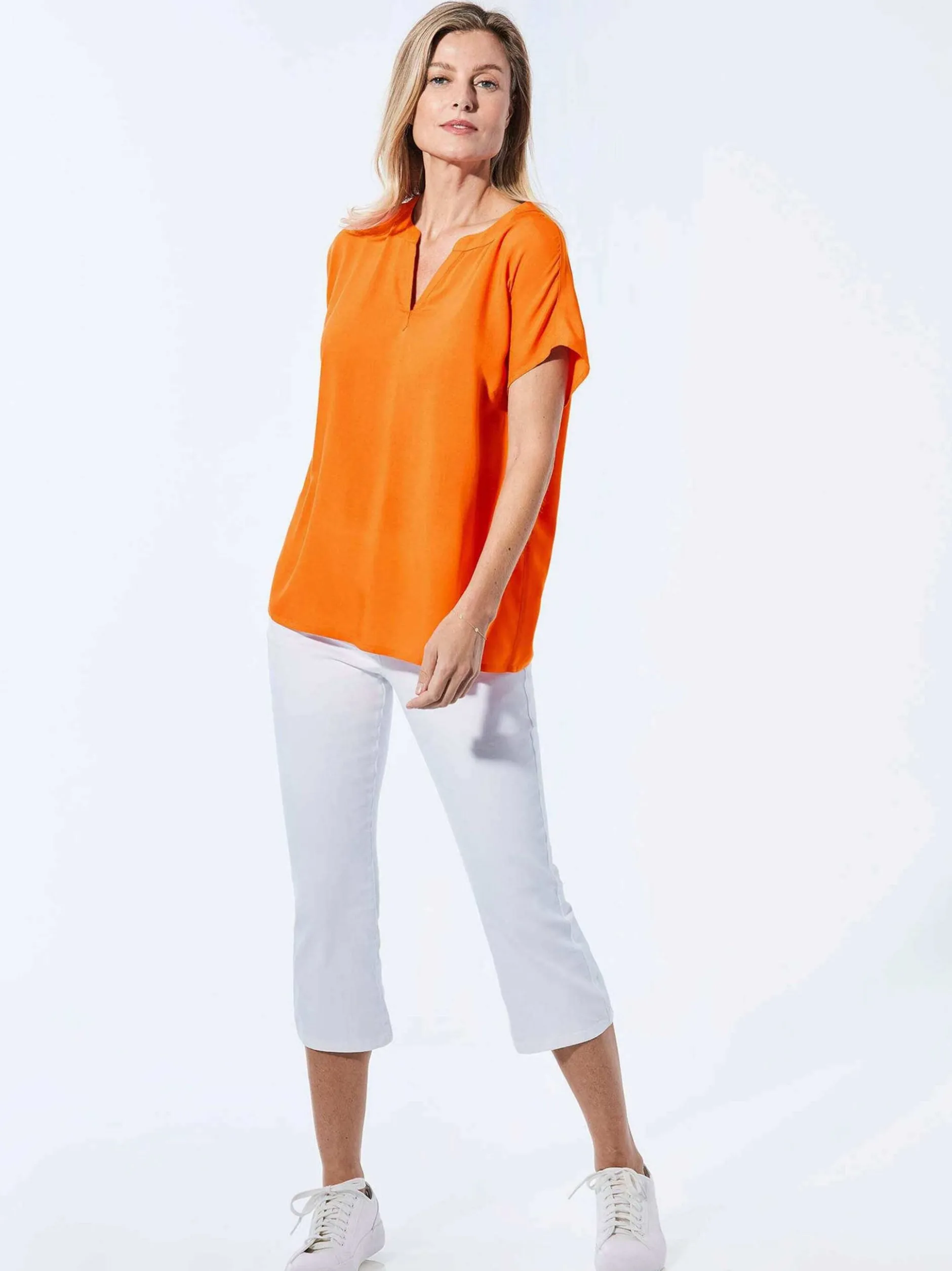 Goldner Damen Blusenshirt in orange - Ärmel: ohne Arm
