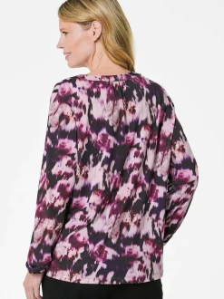 Goldner Damen Blusenshirts in aubergine - Ärmel: langarm