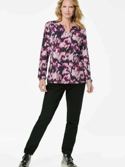 Goldner Damen Blusenshirts in aubergine - Ärmel: langarm