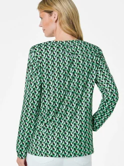 Goldner Damen Blusenshirts in grün - Ärmel: langarm